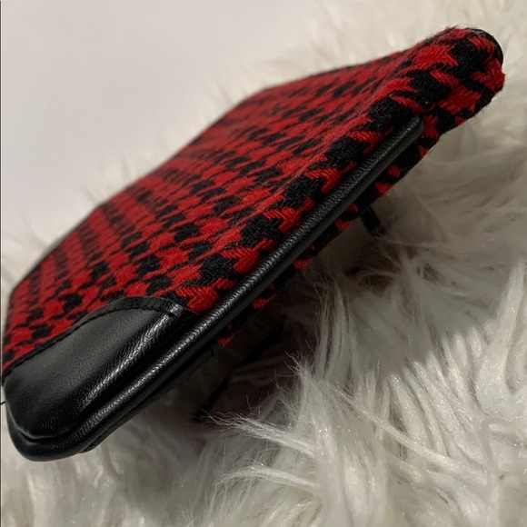 🟢3 for $20—-SHERPA Stylish Red and Black Houndstooth Clutch - Picture 6 of 10